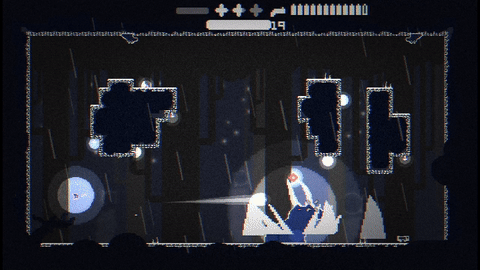 VOIDBOY in-game key art with pixel enemies and the void mark